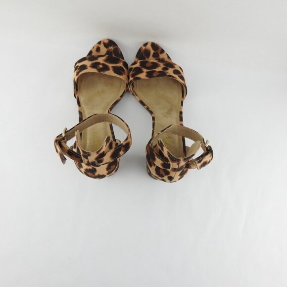 Old Navy Party Sandals Velvety Leopard Print Ankle Strap Block Heel Womens sz 9 - Picture 5 of 8